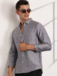 Thomas Scott Men Grey Slim Fit Long Sleeves Horizontal Stripes Casual Shirt