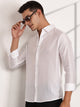 Thomas Scott Men White Slim Fit Long Sleeves Vertical Stripes Casual Shirt