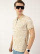 Thomas Scott Men Beige Floral Printed Polo Collar Pockets T-shirt