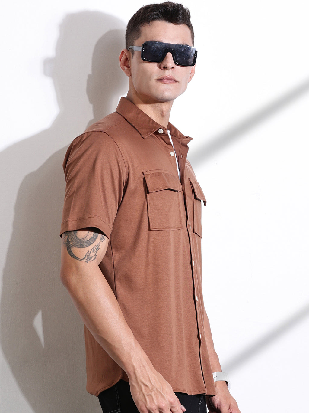 Thomas Scott Men Brown Slim Fit Solid Casual Shirt