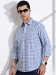 Thomas Scott Men Blue Slim Fit Long Sleeve Gingham Checks Cotton Casual Shirt