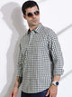 Thomas Scott Men Green Slim Fit Long Sleeve Gingham Checks Cotton Casual Shirt