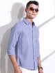 Thomas Scott Men RoyalBlue Slim Fit Long Sleeves Gingham Checks Woven Casual Shirt
