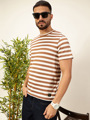 Thomas Scott Men Brown Regular Fit Short Sleeves Round Neck Knitted T-shirt