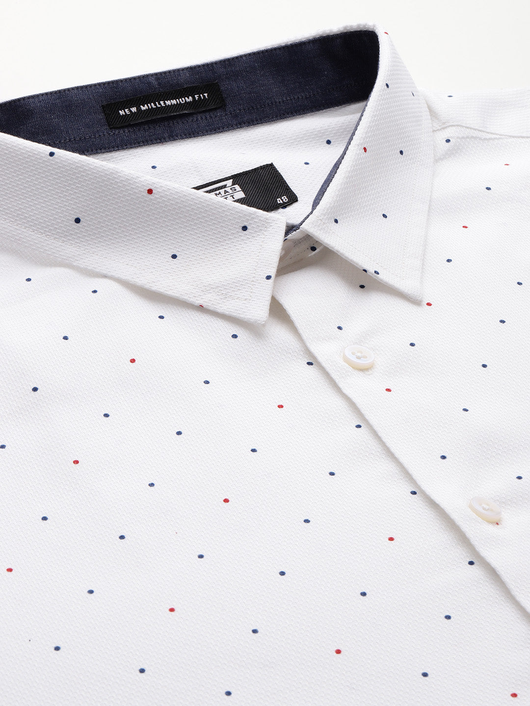 Thomas Scott Men White Plus Size Regular Fit Long Sleeves Polka Dots Printed Formal Shirt
