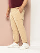 Beige Plus Size Regular fit Mid-rise Cotton Woven Cargo Trouser For Men