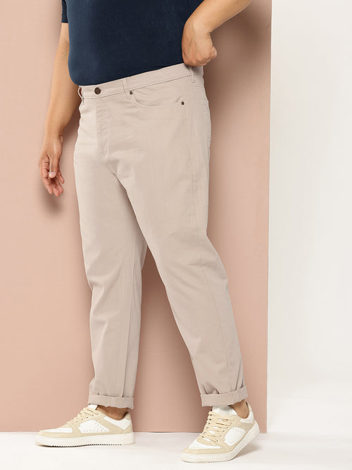 Thomas Scott Men DarkGrey Plus Size Regular fit Mid-rise Cotton Woven Chino Trouser