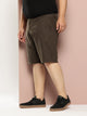 Olive Plus Size Regular fit Mid-rise Cotton Woven Outdoor Shorts For Men