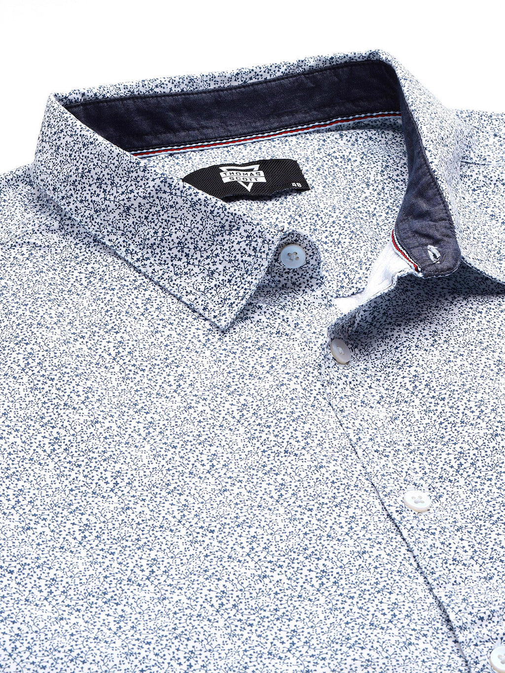 Thomas Scott Men Blue Plus Size Regular Fit Short Sleeves Floral Printed Woven Casual Shirt