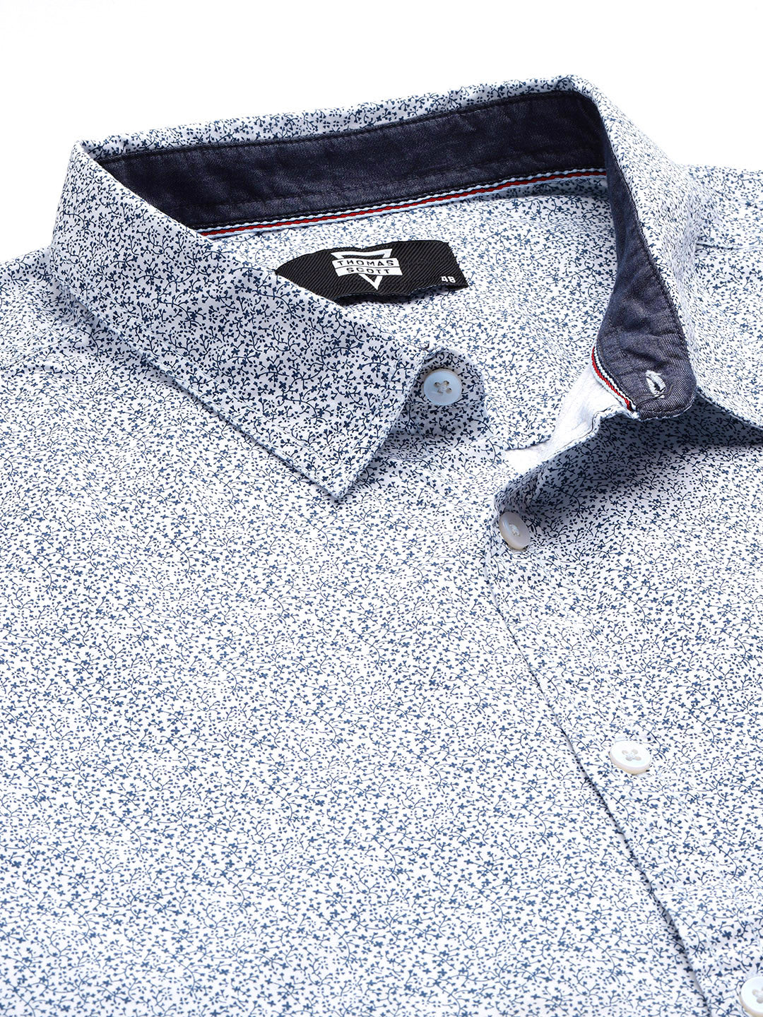 Thomas Scott Men Blue Plus Size Regular Fit Short Sleeves Floral Printed Woven Casual Shirt