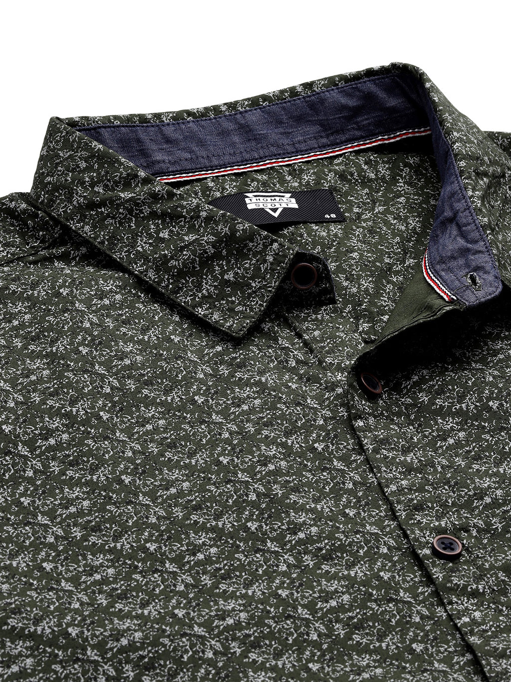 Thomas Scott Men Green Plus Size Regular Fit Short Sleeves Abstract Printed Woven Casual Shirt