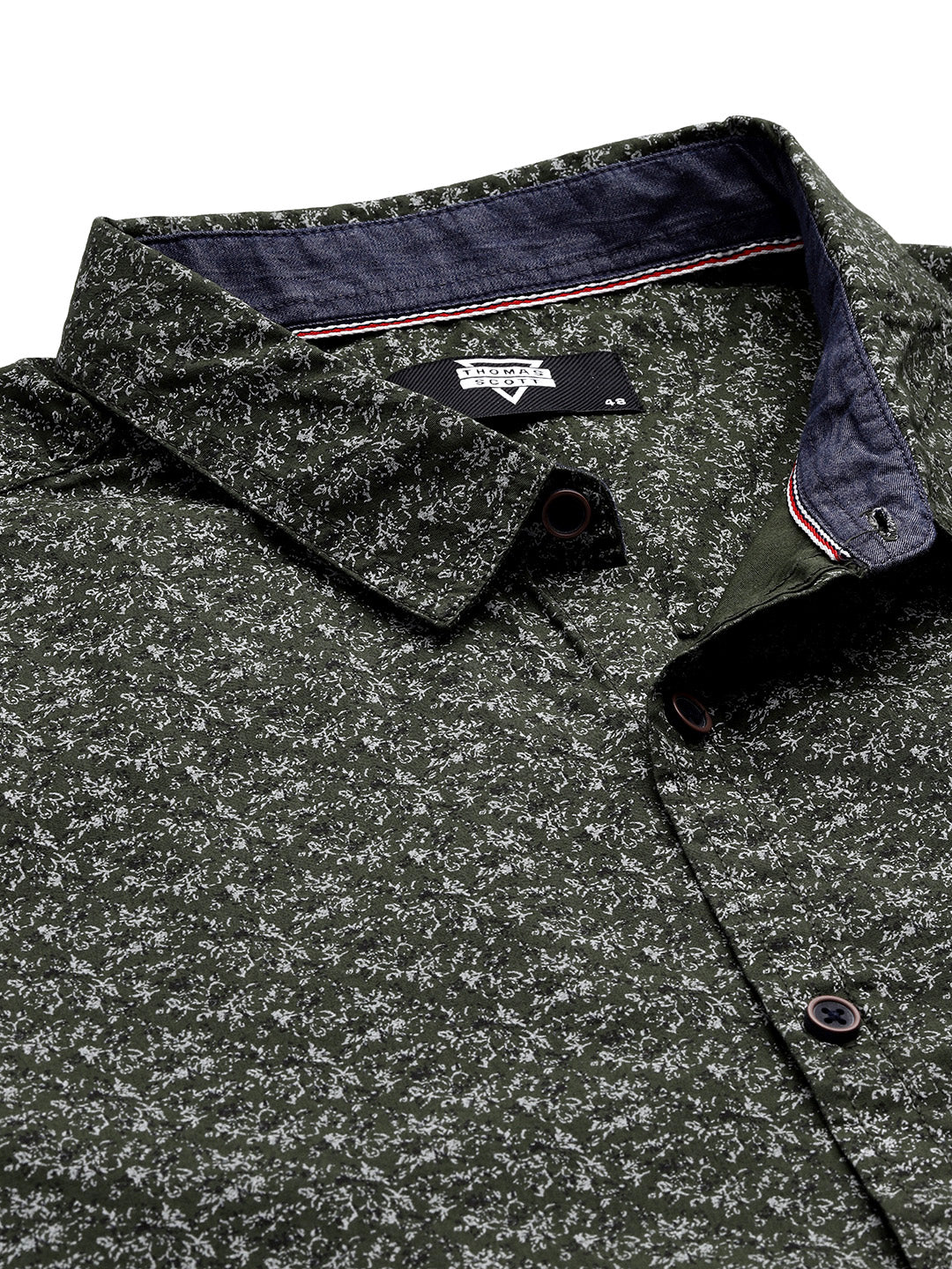 Thomas Scott Men Green Plus Size Regular Fit Short Sleeves Abstract Printed Woven Casual Shirt