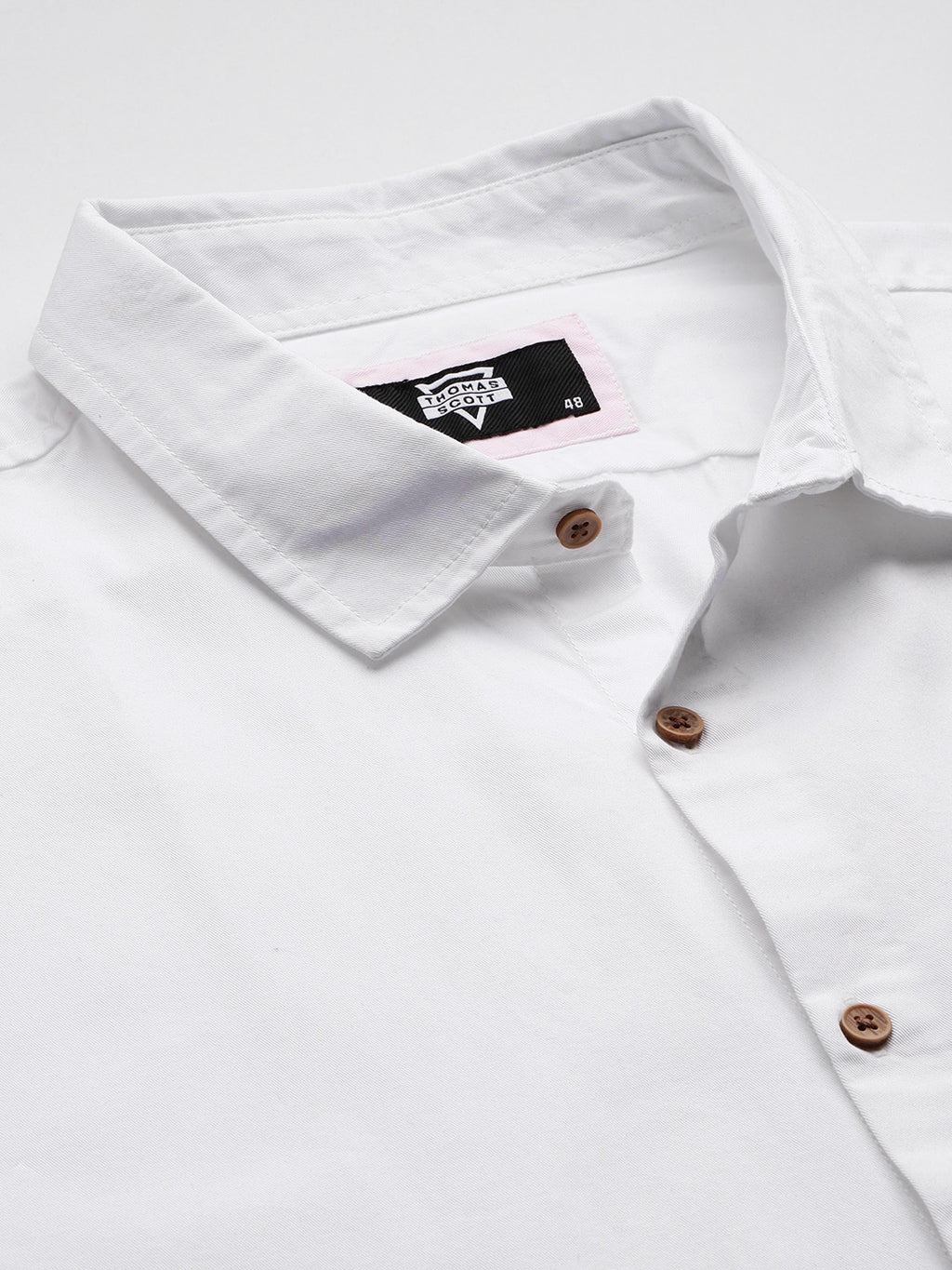 Thomas Scott Men White Plus Size Regular Fit Short Sleeves Spread Collar Pure Cotton Casual Shirt
