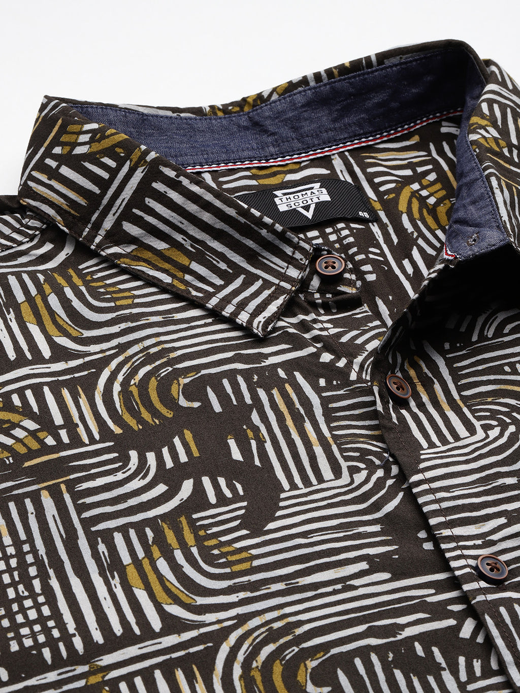 Thomas Scott Men Green Plus Size Regular Fit Short Sleeves Graphic Print Woven Casual Shirt