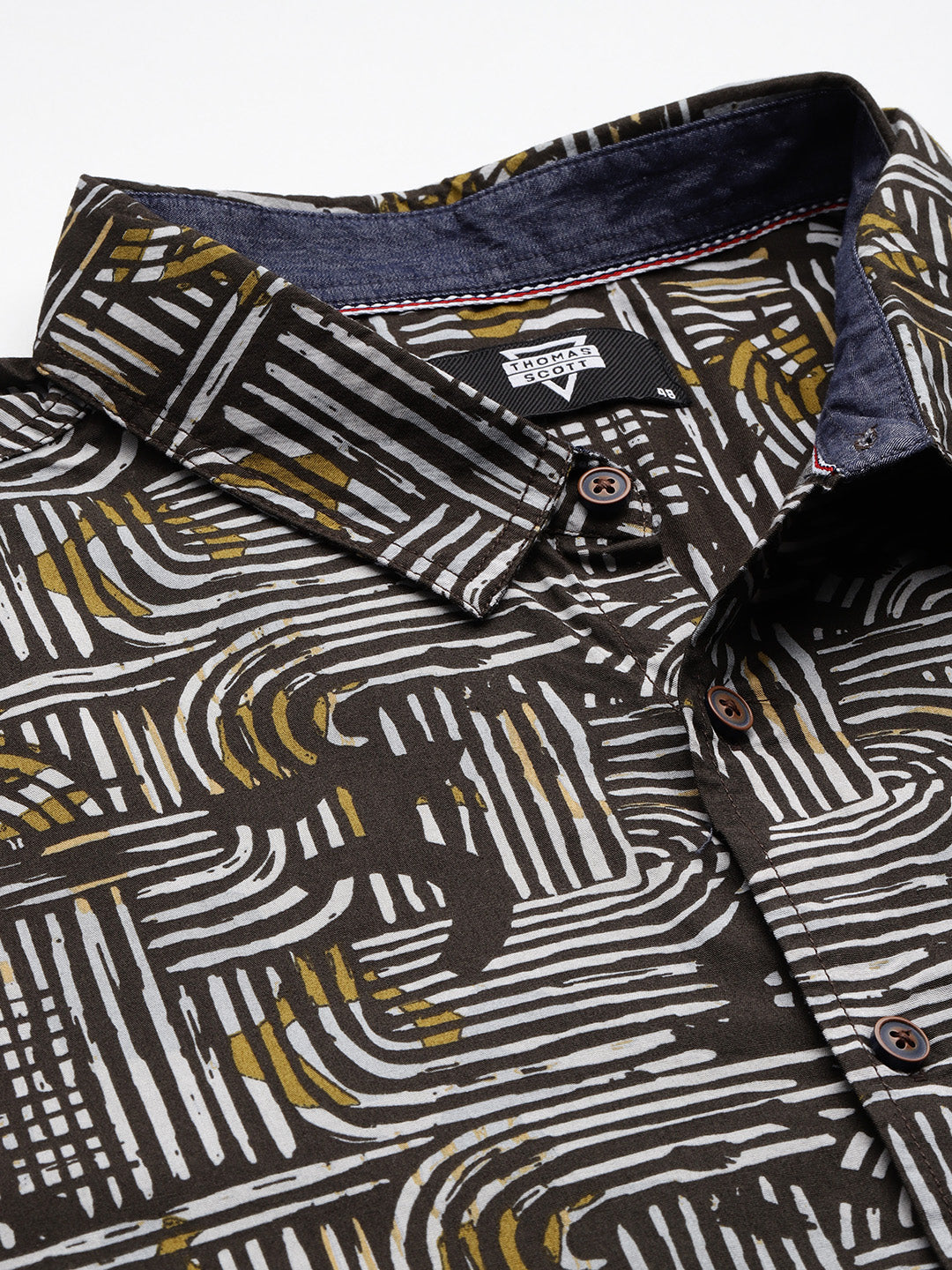 Thomas Scott Men Green Plus Size Regular Fit Short Sleeves Graphic Print Woven Casual Shirt