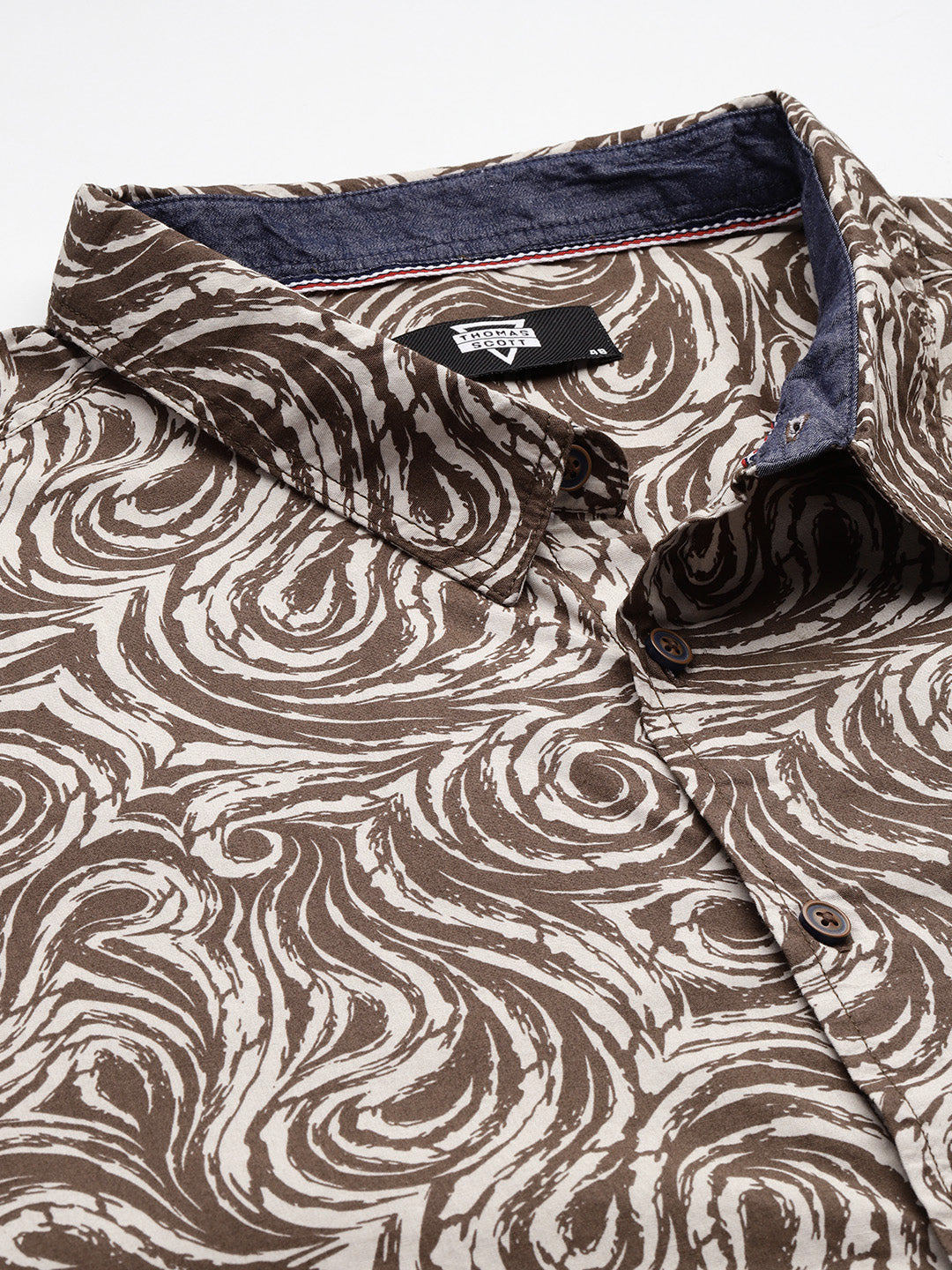 Thomas Scott Men Green Plus Size Regular Fit Short Sleeves Abstract Print Woven Casual Shirt