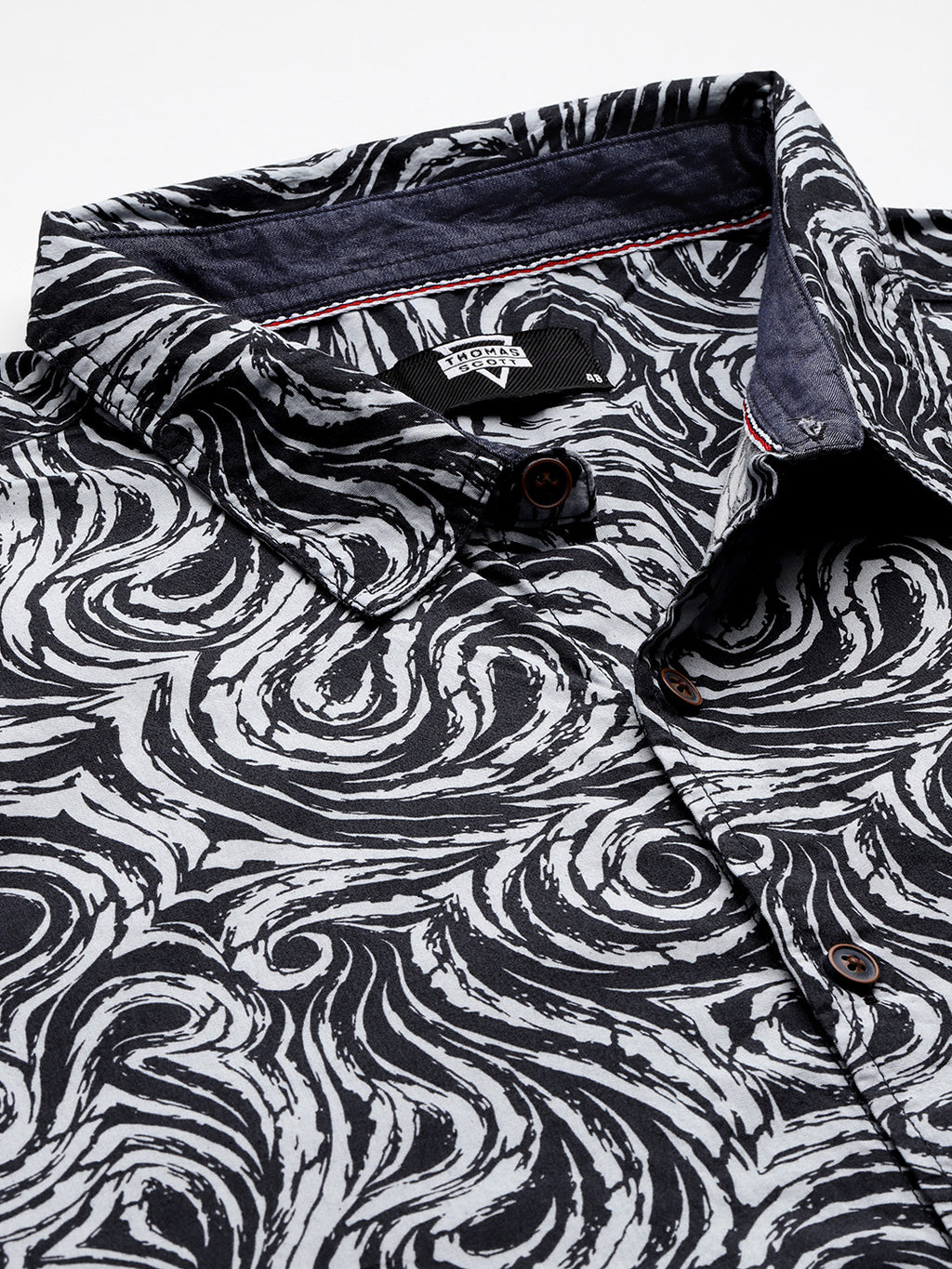 Thomas Scott Men Navy Plus Size Regular Fit Short Sleeves Abstract Print Woven Casual Shirt