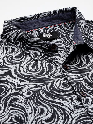 Thomas Scott Men Navy Plus Size Regular Fit Short Sleeves Abstract Print Woven Casual Shirt