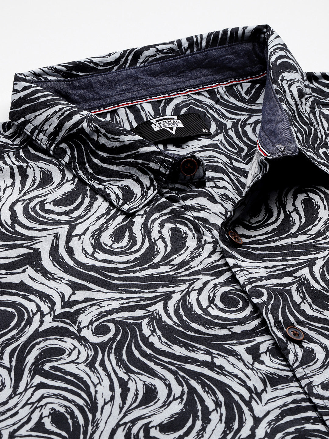 Thomas Scott Men Navy Plus Size Regular Fit Short Sleeves Abstract Print Woven Casual Shirt