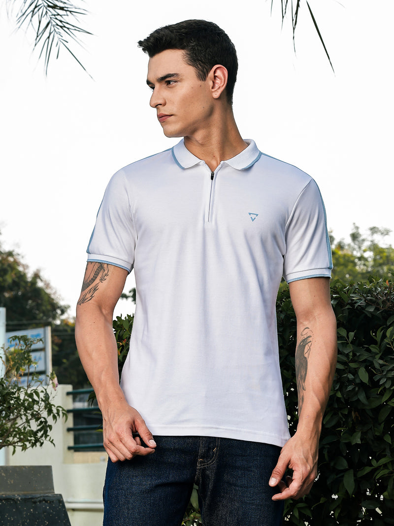 Thomas Scott Men White Regular Fit Short Sleeves Polo Collar Knitted Tshirt