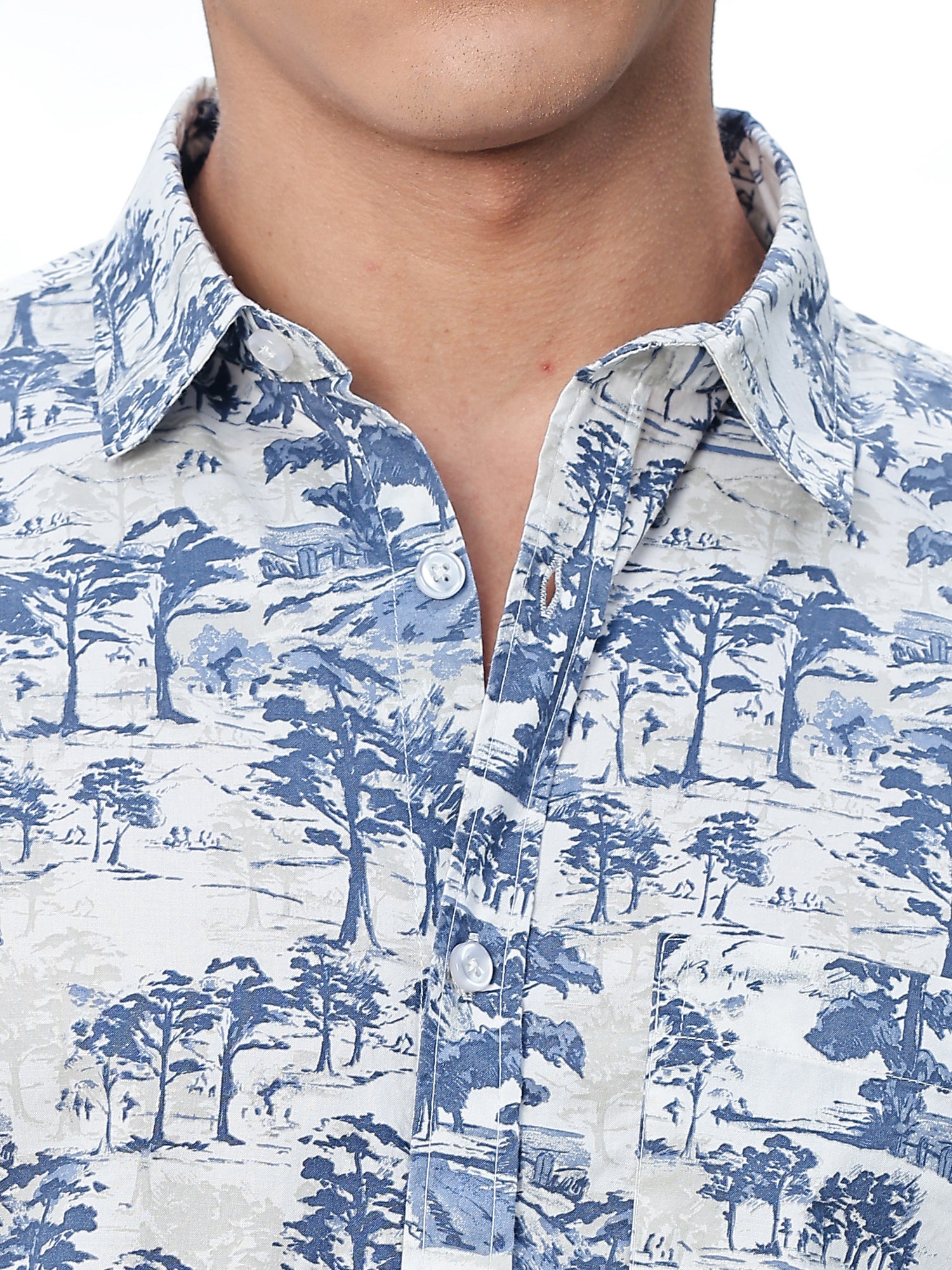 Thomas Scott Men Blue Regular Fit Long Sleeves Geometric Print Pure Cotton Casual Shirt