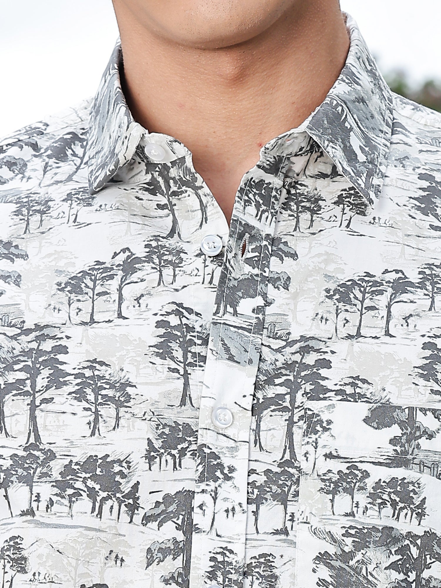 Thomas Scott Men Grey Regular Fit Long Sleeves Floral Printed Pure Cotton Casual Shirt