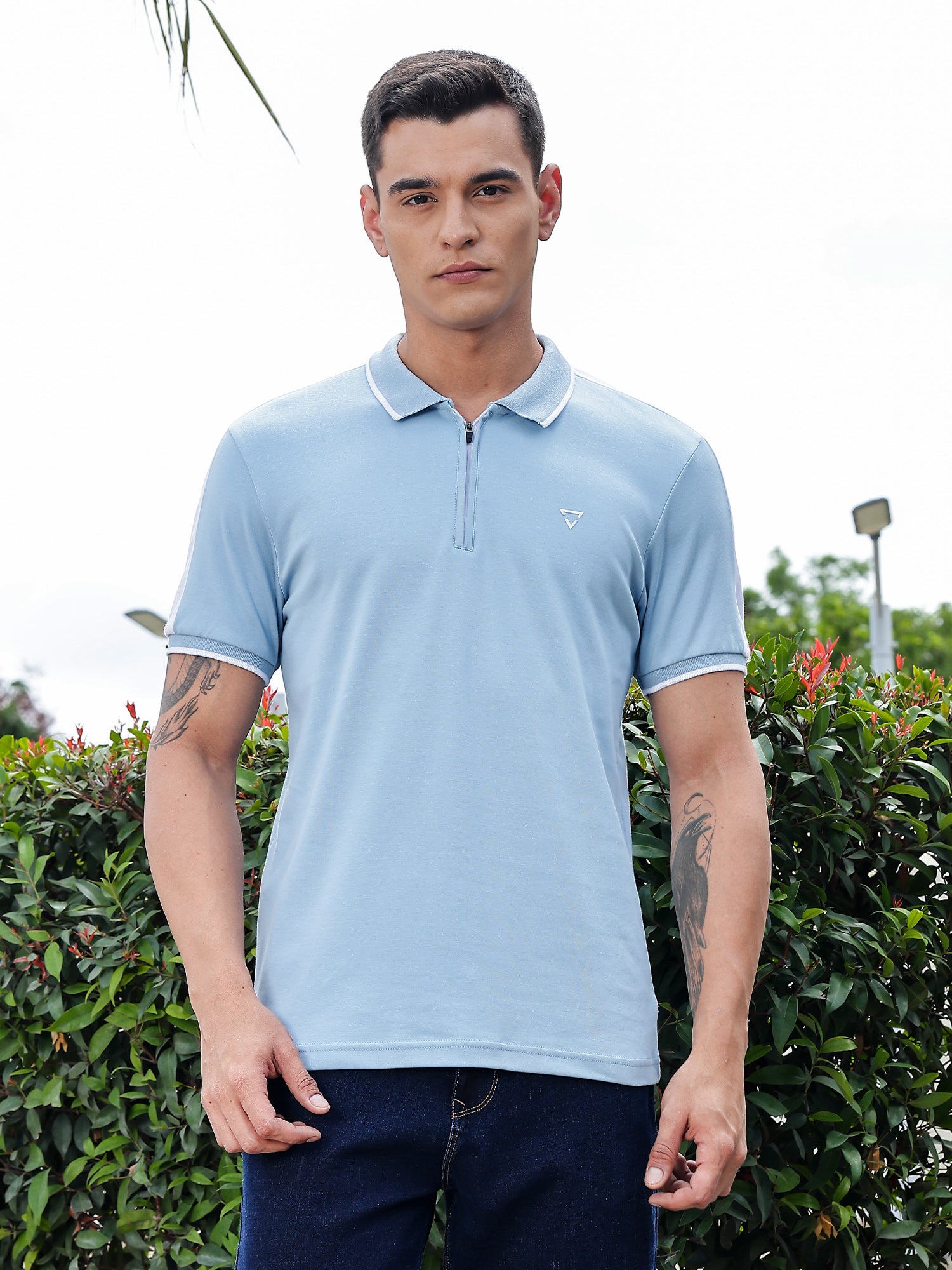 Thomas Scott Men Blue Regular Fit Short Sleeves Polo Collar Knitted Tshirt
