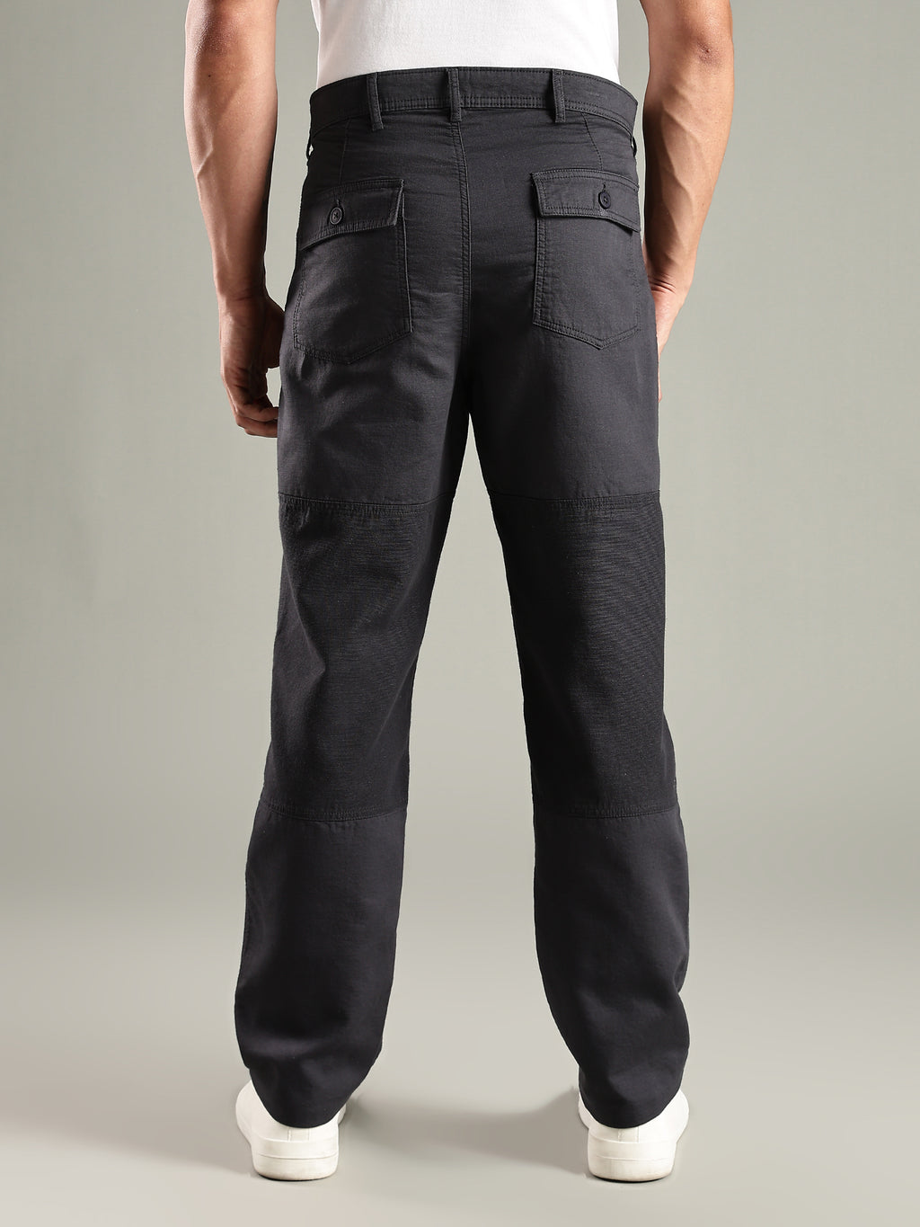 Thomas Scott Men Dark Grey Mid-Rise Relaxed Fit Woven Trouser