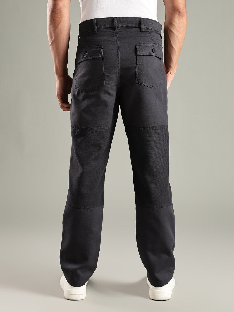 Thomas Scott Men Dark Grey Mid-Rise Relaxed Fit Woven Trouser