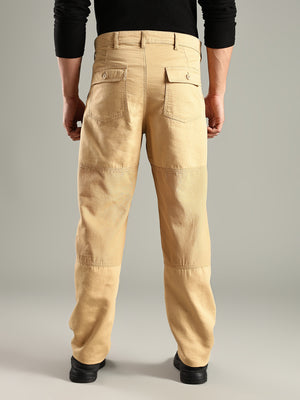 Thomas Scott Men Fawn Mid-Rise Relaxed Fit Woven Trouser