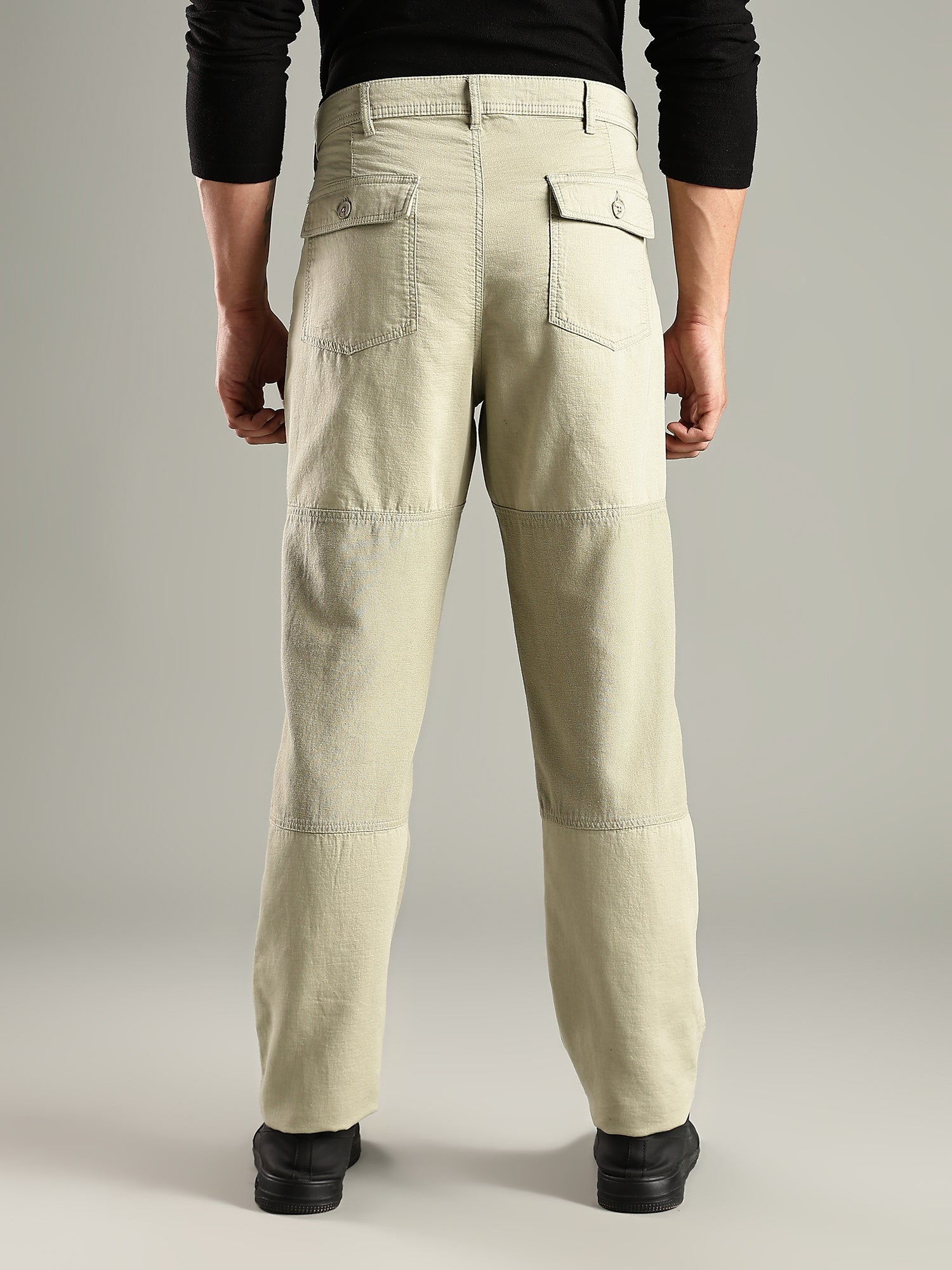 Thomas Scott Men Olive Mid-Rise Relaxed Fit Woven Trouser