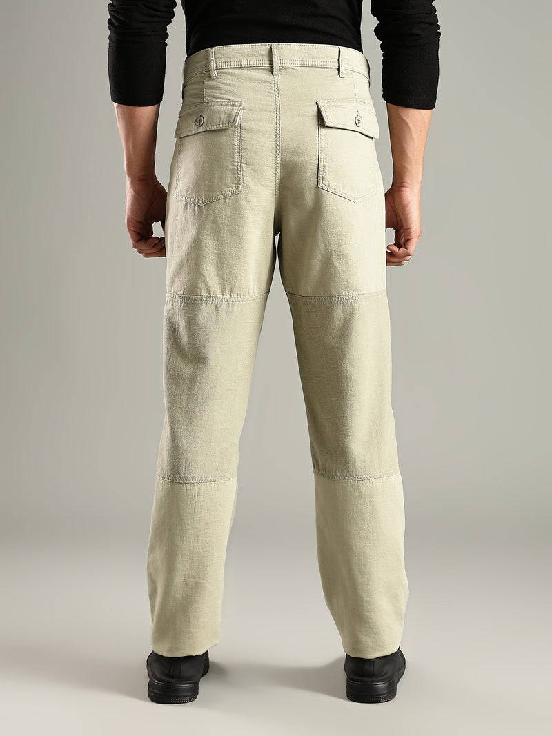 Thomas Scott Men Olive Mid-Rise Relaxed Fit Woven Trouser