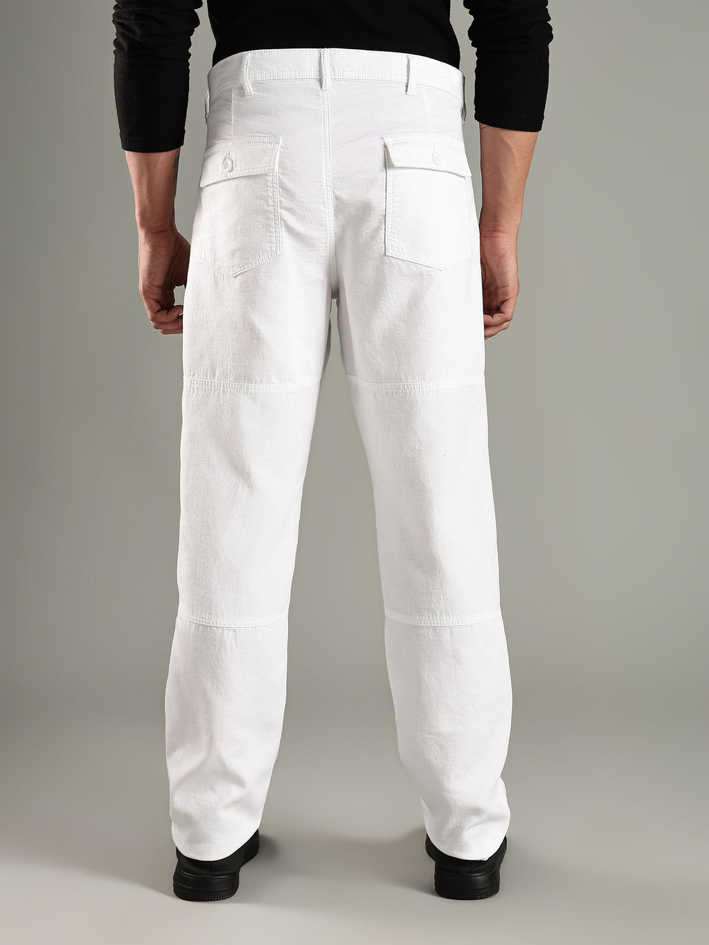 Thomas Scott Men White Mid-Rise Relaxed Fit Woven Trouser