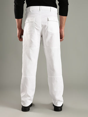 Thomas Scott Men White Mid-Rise Relaxed Fit Woven Trouser