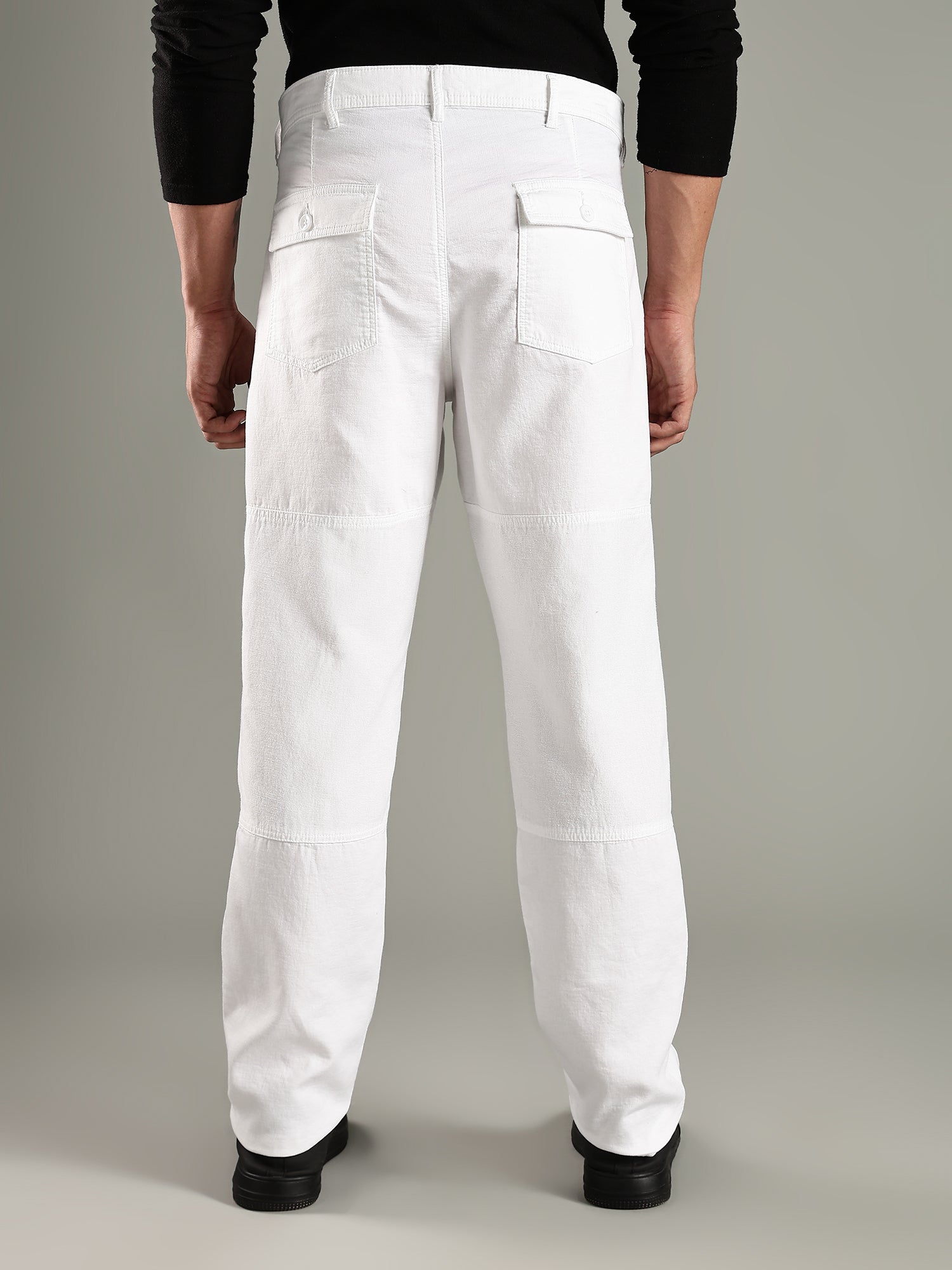Thomas Scott Men White Mid-Rise Relaxed Fit Woven Trouser