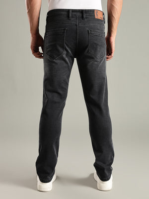 Black Mid-Rise Slim Fit Stretchable Jeans For Men