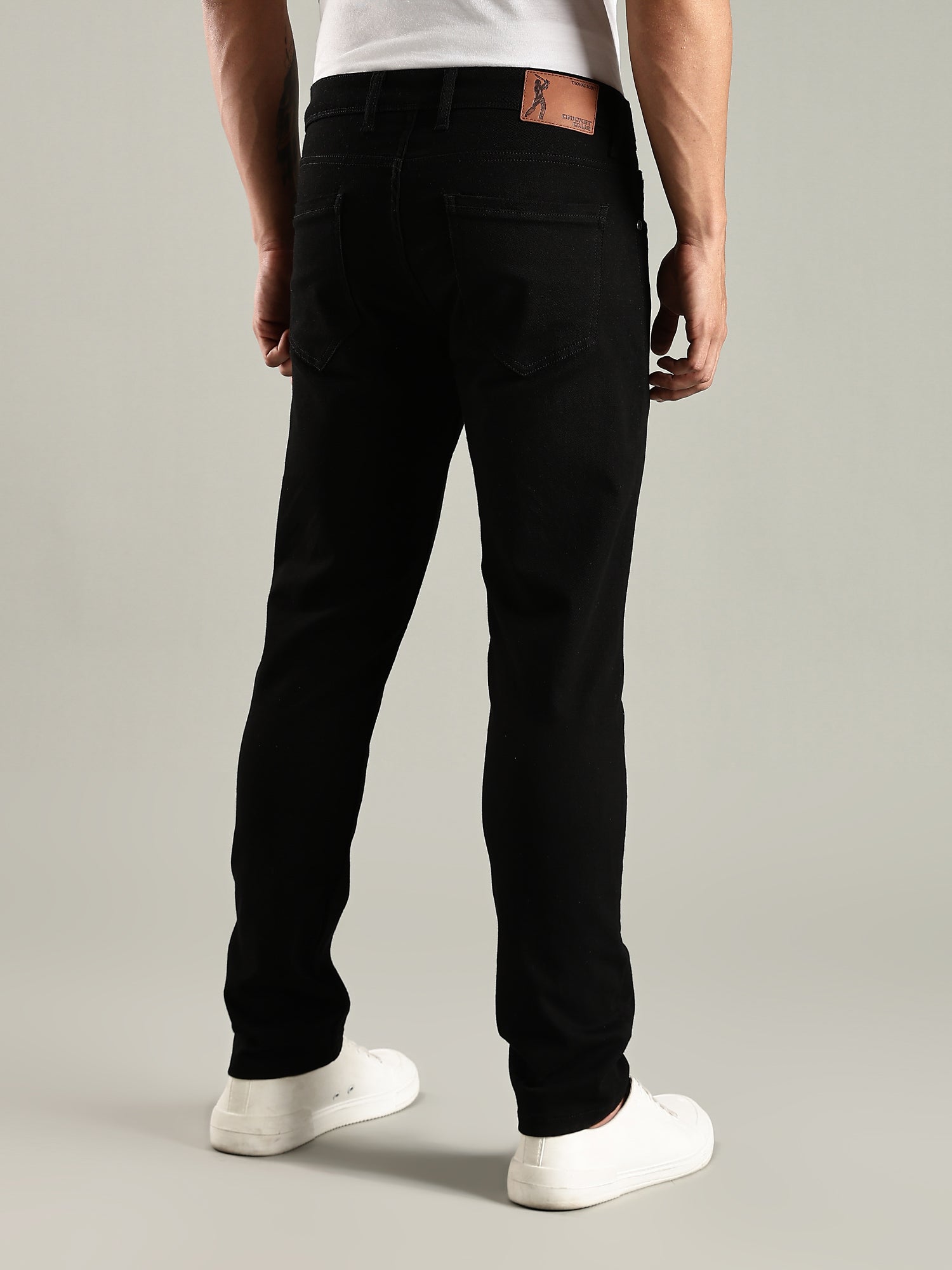 Thomas Scott Men Black Mid-Rise Slim Fit No Fade Stretchable Jeans