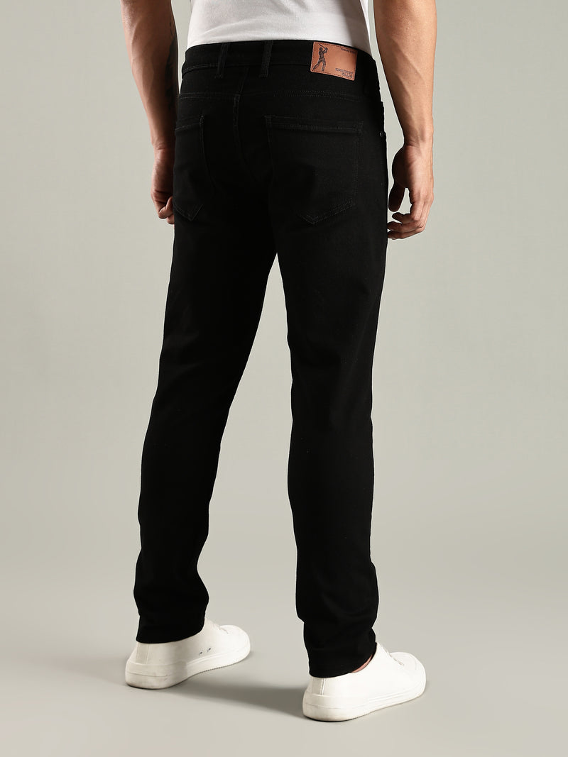 Thomas Scott Men Black Mid-Rise Slim Fit No Fade Stretchable Jeans