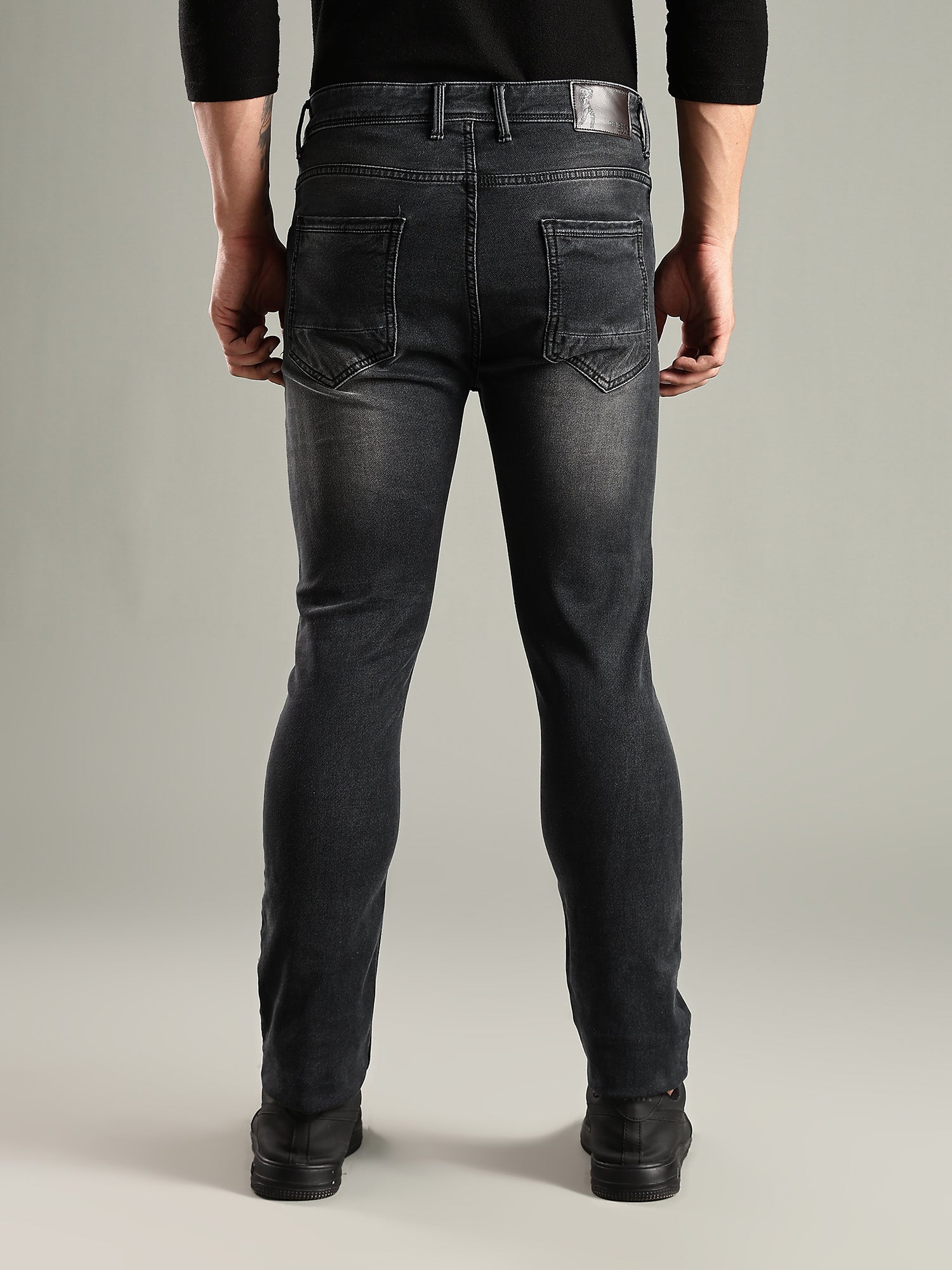 Thomas Scott Men Black Mid-Rise Straight Fit Stretchable Jeans