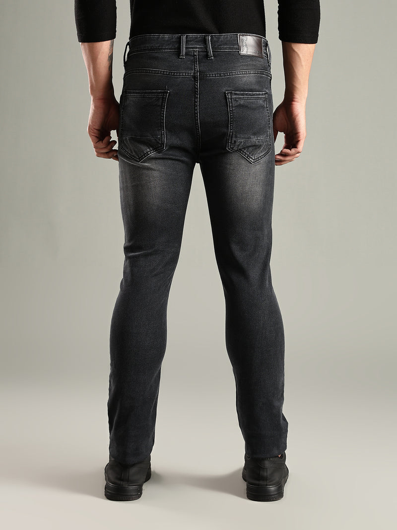 Thomas Scott Men Black Mid-Rise Straight Fit Stretchable Jeans