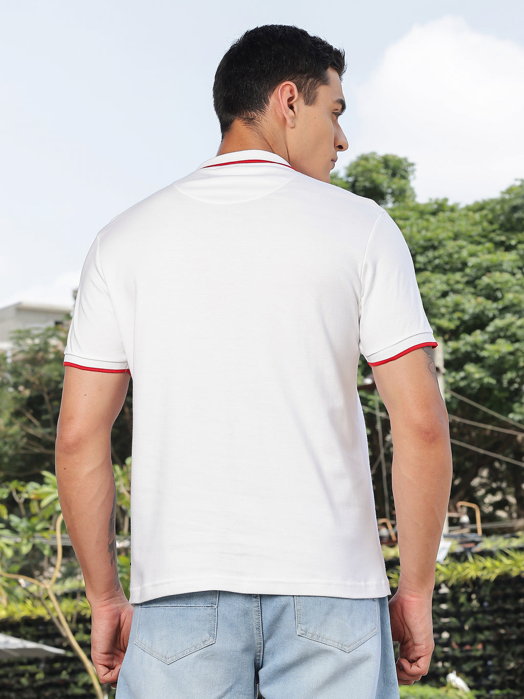 Thomas Scott Men White Regular Fit Short Sleeves Polo Collar Knitted Tshirt