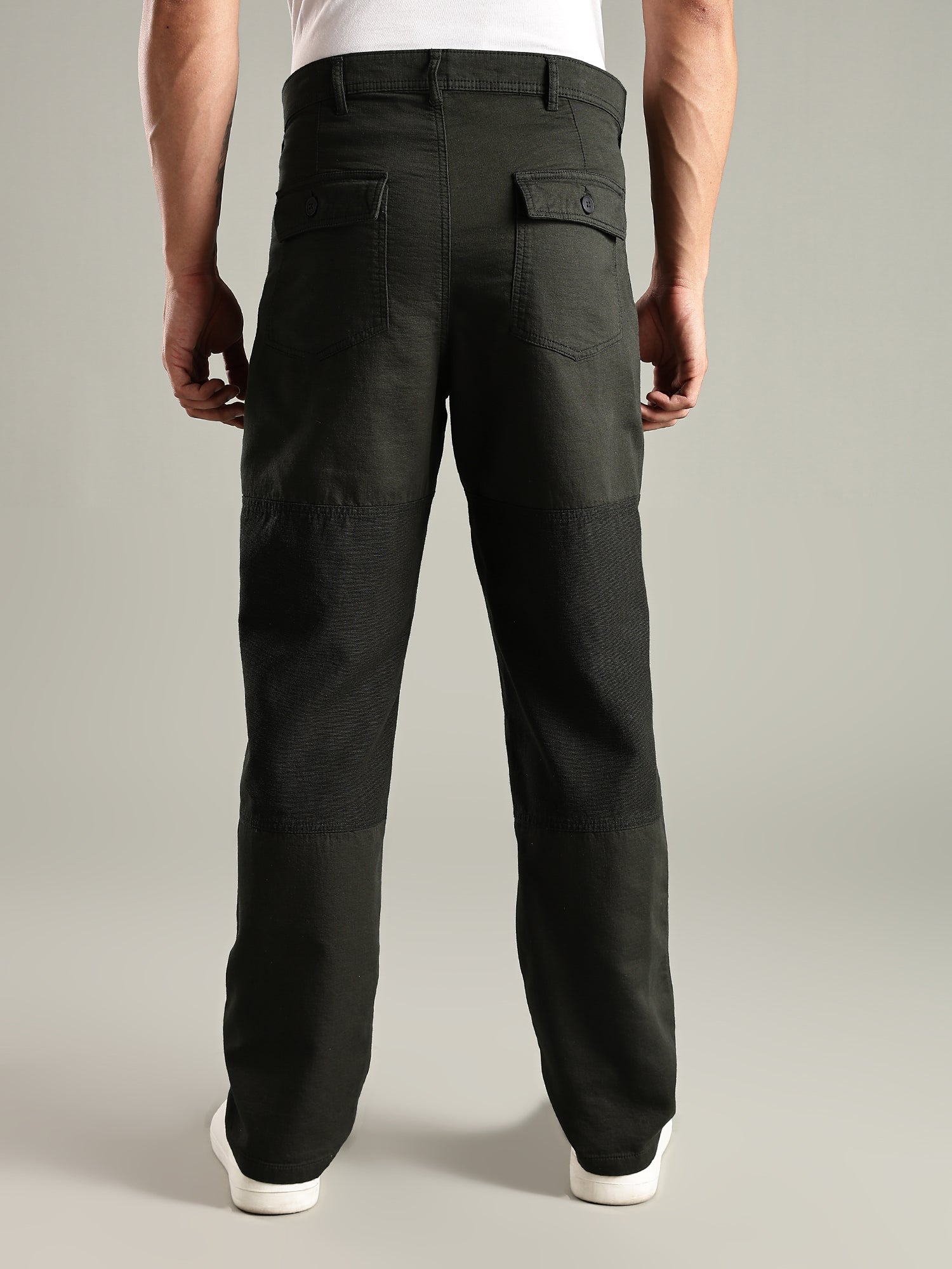 Thomas Scott Men Dark Green Mid-Rise Relaxed Fit Woven Trouser