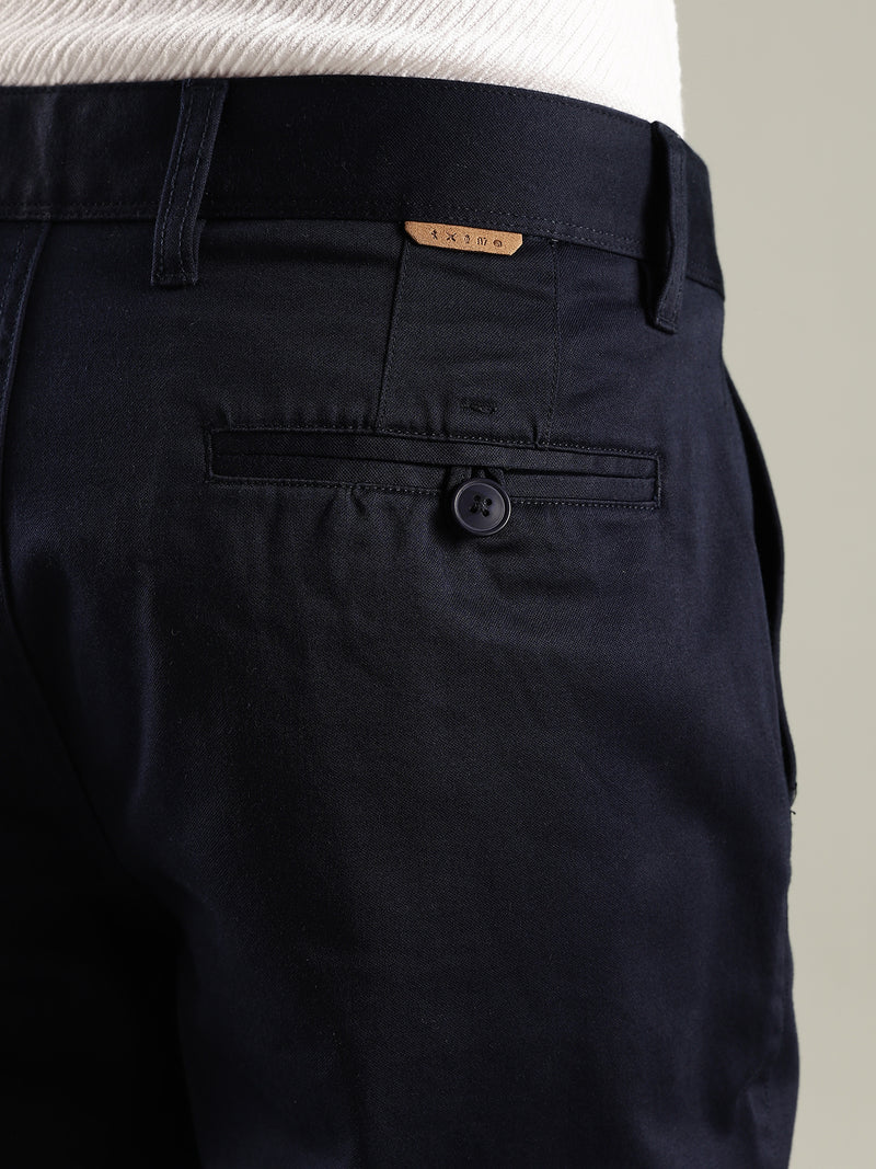 Thomas Scott Men Navy Straight Fit Mid-Rise Solid Chinos Trouser