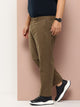 Dark Khaki Plus Size Regular Fit Woven Chinos Trouser For Men