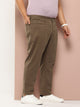 Thomas Scott Men Dark Khaki Plus Size Regular Fit Woven Chinos Trouser
