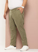 Olive Plus Size Straight Fit Woven Chinos Trouser For Men