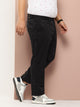 Thomas Scott Men Black Plus Size Straight Fit Mid-Rise Solid Woven Chinos Trouser