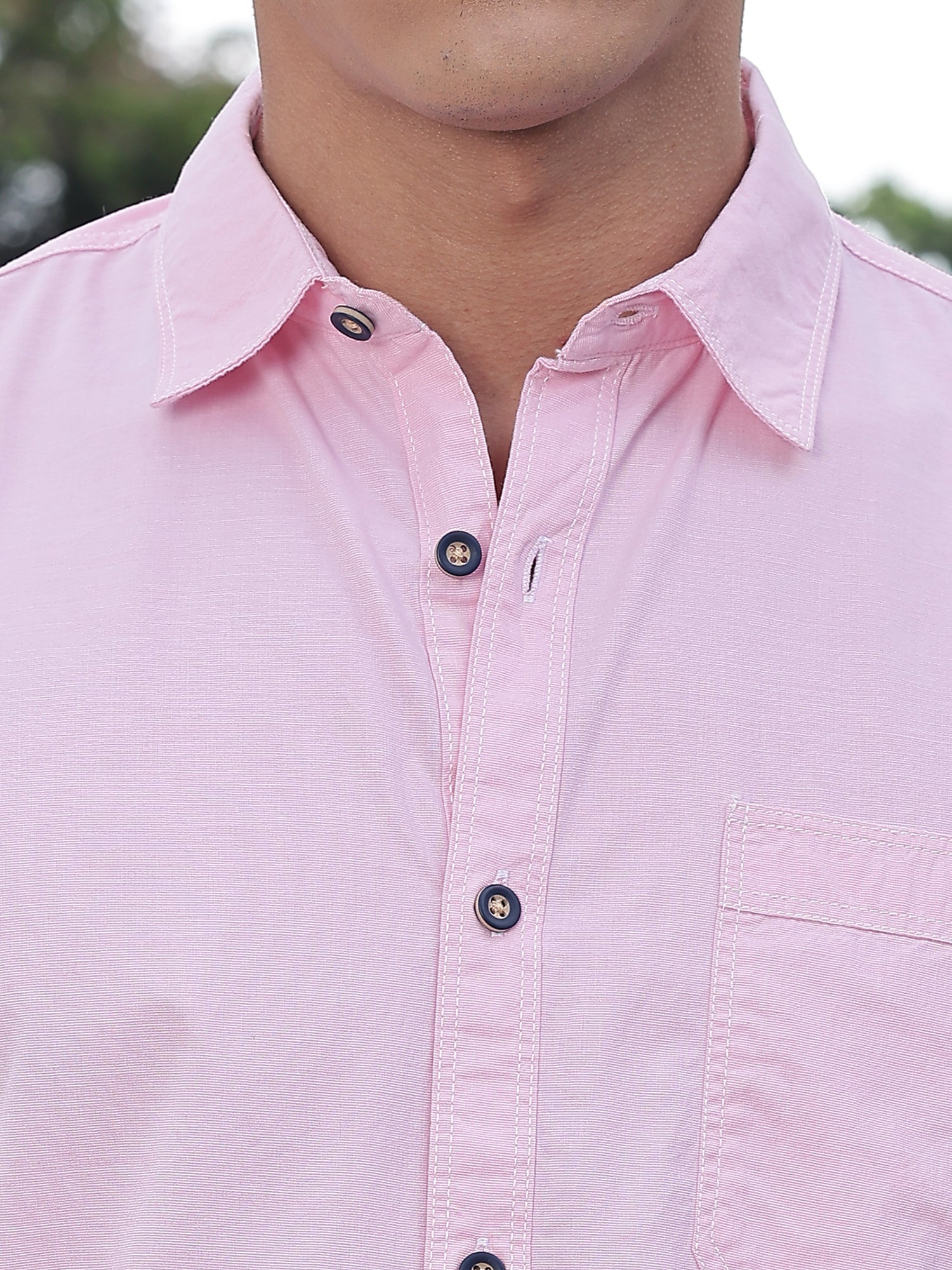 Thomas Scott Men Light Pink Slim Fit Long Sleeves Spread Collar Filafil Casual Shirt
