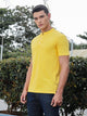 Yellow Regular Fit Short Sleeves Mandarin Collar Knitted Tshirt For Men