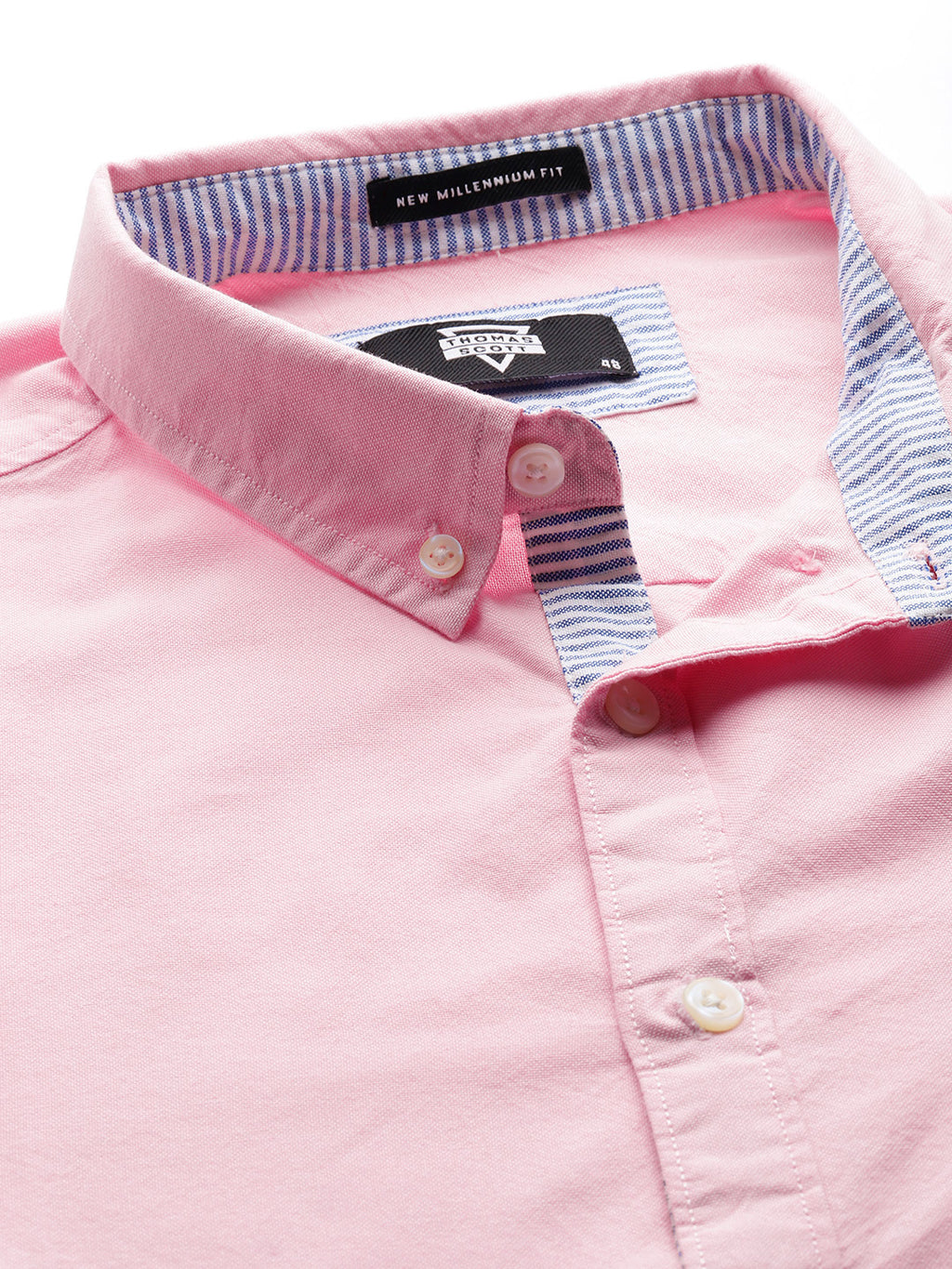 Thomas Scott Men Pink Plus Size Regular Fit Long Sleeves Button-Down Collar Cotton Casual Shirt
